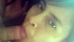 In robe, he enters mouth, I give blowjob, ride hard, oops came inside