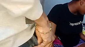 African teen gives sloppy blowjob with cum on her face