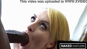 petite russian blonde with big tits handles thick dark cock
