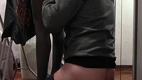 Preview The Milf With Beautiful Legs And Pantyhose Irons And Gets Touched And Fucked