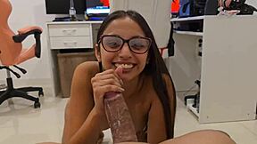 My stepsister surprises at my dick size