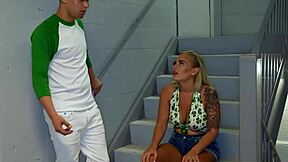 Blonde Tattooed Stepbrother And Stepsister Sneak Out For Hardcore Sex