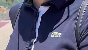 Hey, check out this risky public sex with an 18yo brunette flashing her tits