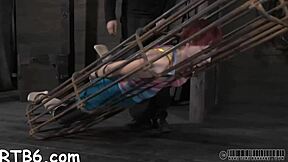 Four Beauties Tease Petite In Cage With Sucking