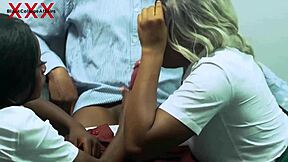 Students taught their head teacher how to fuck two pussies in a hardcore 3some