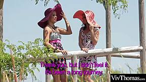 Hot LESBIANS LICK Pussy Wildly In Garden!