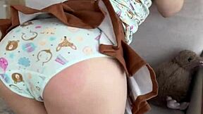 feeling the thrill, babe monroe spanks her petite body and plays with feet in cute costume