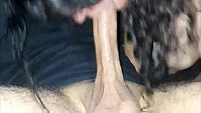 Colombian milf with big tits gives sloppy blowjob and handjob until cum in mouth.