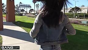 Amateur teen 18+ Kara Faux oiled up and cream filled in public massage.