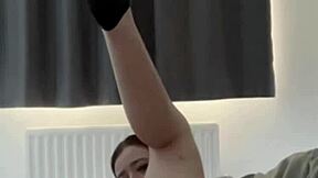 horny british teen toys herself to squirting orgasm on webcam.