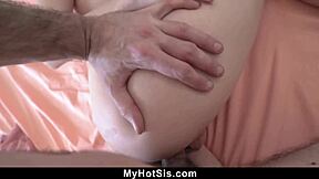 stepsister bends over, inviting my cock into her juicy pussy