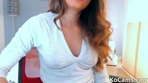 Shy Brunette Dancing Naked on Webcam in Lingerie