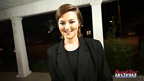 Petite Brunette Cutie Kylie Sucks Cock, Pink Pussy Fucked POV