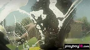 Ebony MILF Misty Stone Washing Car With Nude Teens?