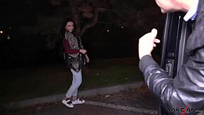 Wild Russian teen gets cum on ass before van exit