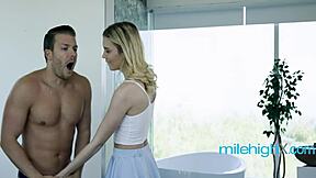 Babysitting turns chaotic with the petite blonde teen