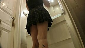 Hot petite blonde prepares in the bathroom for her lingerie casting