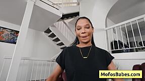 Sexy busty ebony eden west sucks huge white dick charles dera and gets her moist bald black cunt fucked hard in pov deepthroat