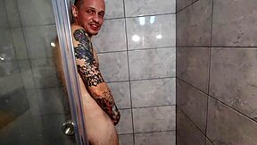 i saw him jerking off in shower and couldn't resist, cute brunette deepthroat first time