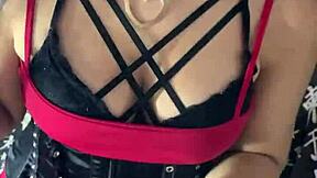 My submissive Debora Prado masturbates my cock before blowjob