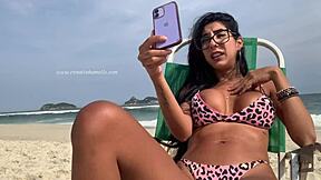 renatinha mello in a private live chat on the beach showing off