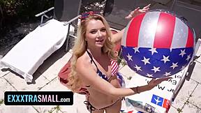 Slutty babe Riley Star at 4th of July party
