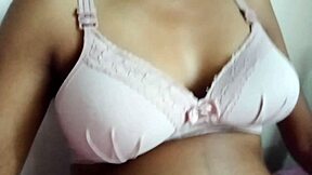 Stepsister fantasy unfolds as she teases her wet pussy