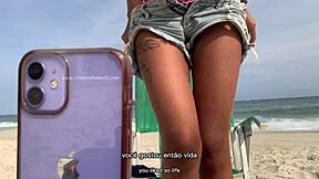 renatinha mello in a private live chat on the beach showing off