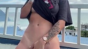 hey, check out this exhibitionist wife flashing her tight pussy outdoors 😏