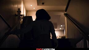 Is the housewife enjoying threesome sex with husband and nanny?