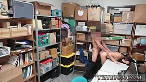 Brunette teen feels anxious during felony theft in uniform