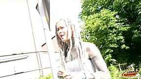 Anuskatzz with split tongue tattoo gets rough anal quickie in casting.