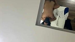 In the hotel, brunette teen with big tits gets horny sex with monster cock.