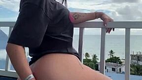 hey, check out this exhibitionist wife flashing her tight pussy outdoors 😏