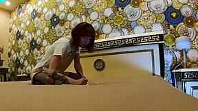 hot tight pussy skinny redhead braless and no panties on the bed gets bored and ignored in black stockings