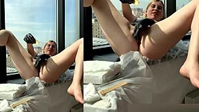 Fat Man Helps Slim Blonde Milf Remove Hair From Her Wet Pussy