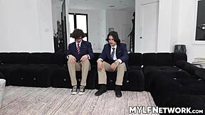 Hot Milfs Desiree Dulce And Mia James Take Their Stepson's Virginity