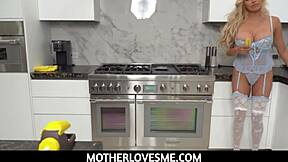 Blonde milf teaches step son blowjob pov