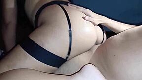 Reverse cowgirl anal riding his hard cock with madness