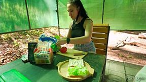 Complete girlfriend experience camping fishing cooking and outdoor sex