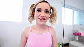 19 yo blonde swallows huge load after no-hands blowjob