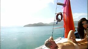 Threesome anal fucking on boat!