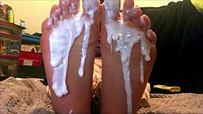 18 Year Old Latina Creamed Foot Worship - Webcam