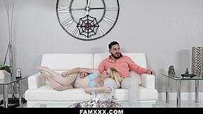 new stepbrother gets a seductive welcome from his gorgeous blonde stepsister who bends over in missionary, her big ass bouncing on my monster cock - famxxx