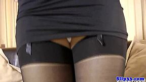 Glamour babe fucked by old man on the floor