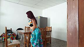 Young 18+ latina maid spreads her pretty pussy for uncle in homemade taboo, sexy and cute.