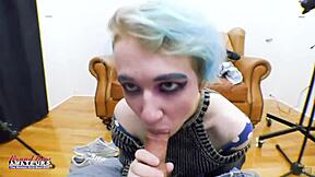 Petite Exotic Coed Raven Rubs Pussy and Swallows Cum