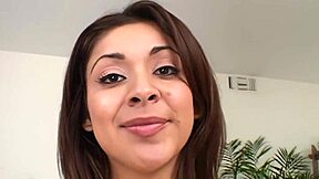 Channel sucks two hard cocks before double penetration in lingerie