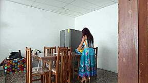 Young 18+ latina maid spreads her pretty pussy for uncle in homemade taboo, sexy and cute.