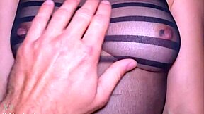 hot asian milf rubs cock with tight hairy pussy in lingerie!